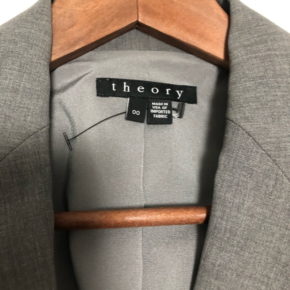 NWOT THEORY Virgin Wool Tailor Blazer Sz 00 Grey - Picture 4 of 7